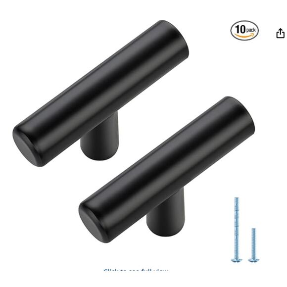 10 Pack 2 Inch Length Kitchen Cabinet Handles with Single Hole Matte Black - Picture 1 of 2